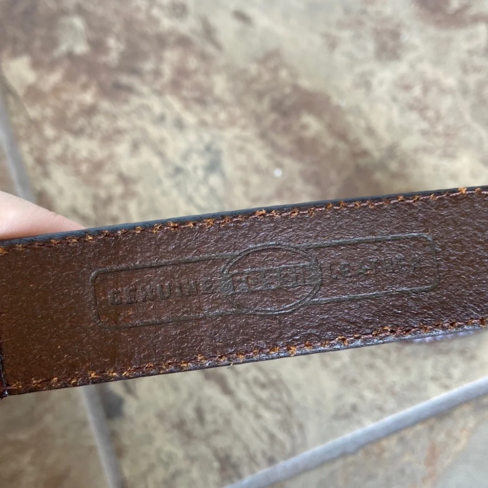 Fossil Genuine Leather Belt Brown Multi Link Woven Vintage